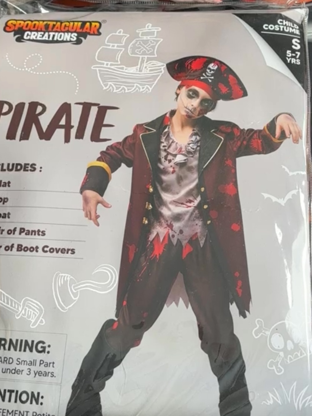 Spooktacular Creations Kids Red Pirate Costume - Small (5-7 yrs)